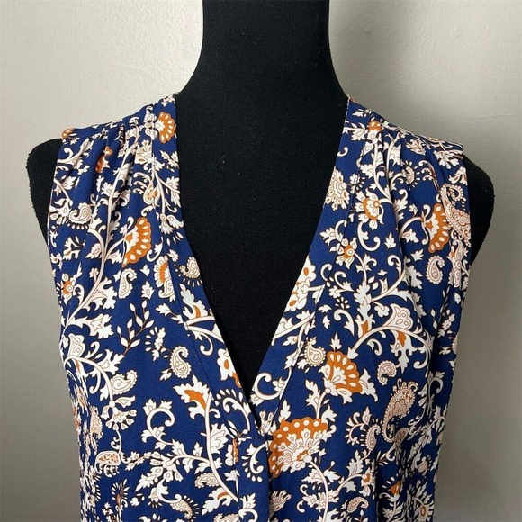 Willi Smith Floral Print Sleeveless Blouse V-Neck Casual Top Size M - Picture 5 of 7